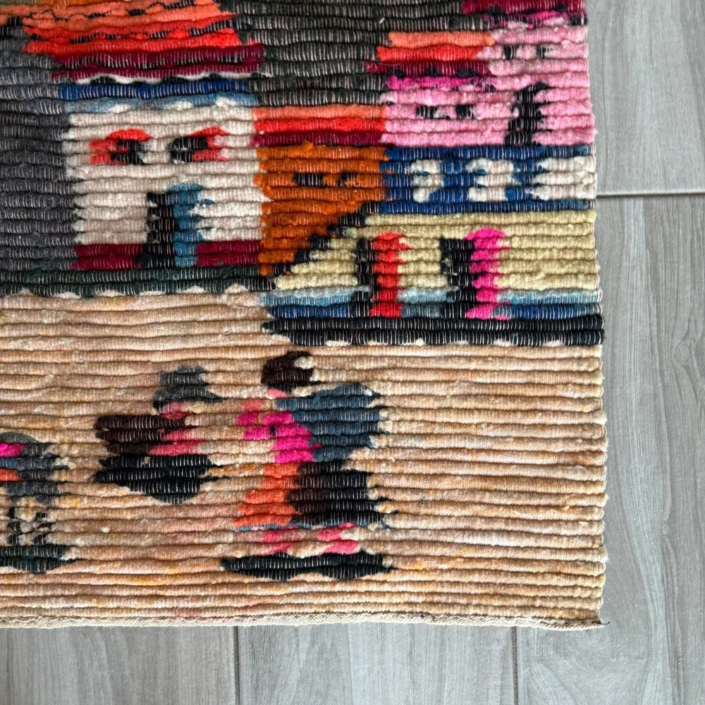 VTG Peruvian Woven 1970s Tapestry Multi Village Llama Wall Art 37